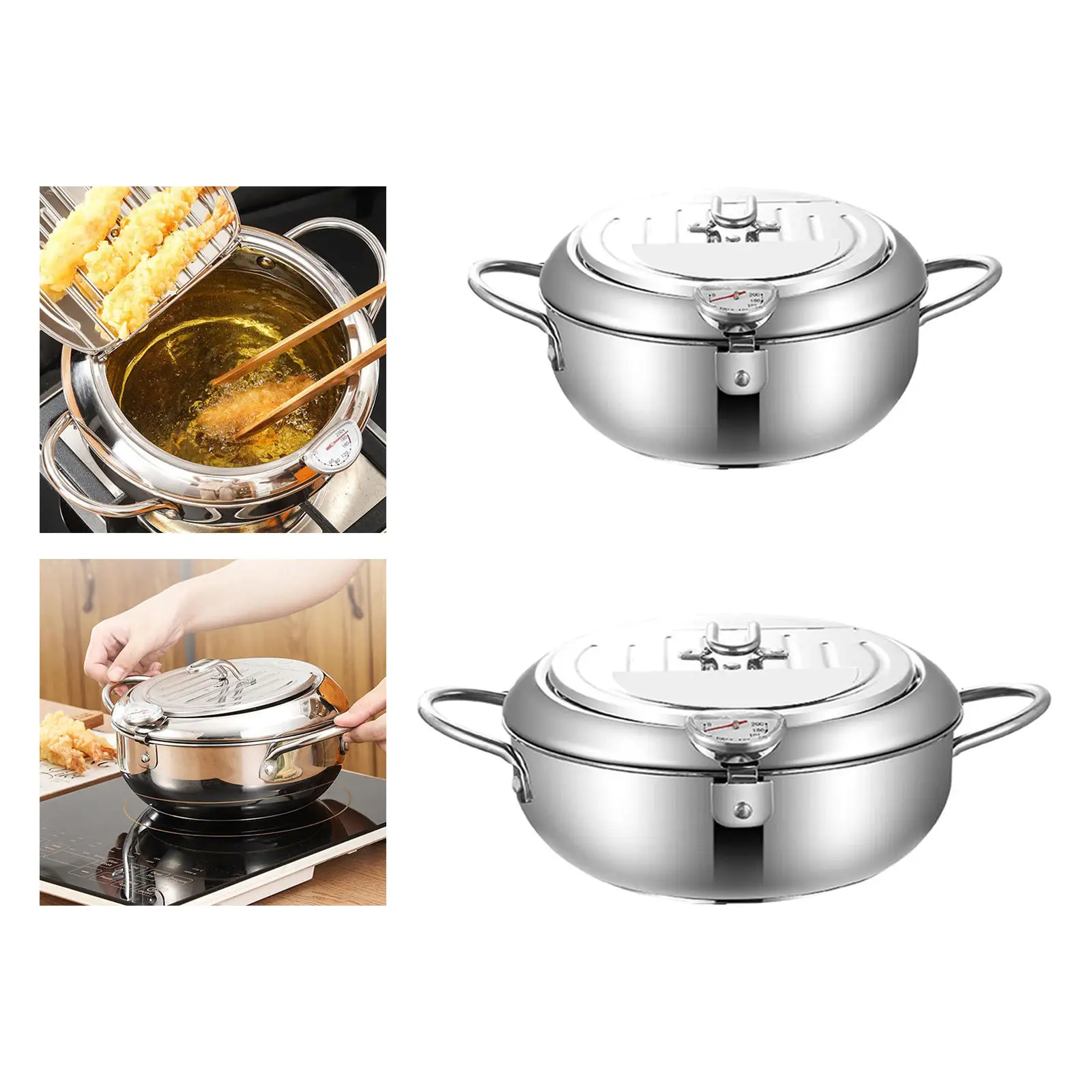 Japanese Style Deep Fryer Pot Cookware Gas Electric Induction Use Tempura Fryer Pan for French Fries Fried Chicken Cooking