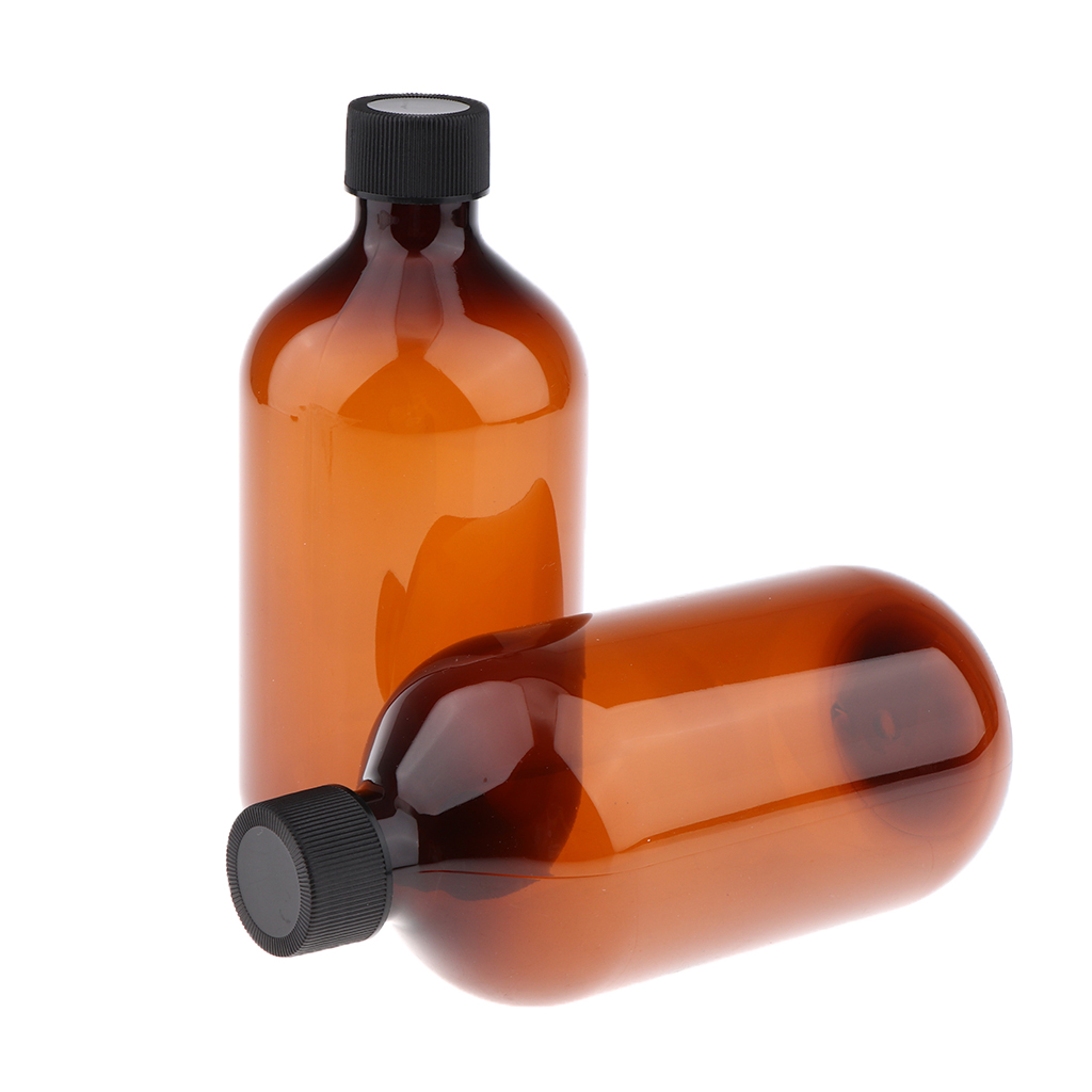 2Pcs 500ml Plastic Screw Bottle Travel Shampoo Cosmetic Holder Container with Cap Inside the Plug