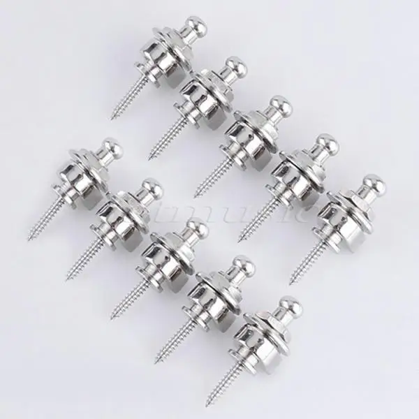 10pcs Skidproof Strap Lock for Electric Guitar Bass Silver