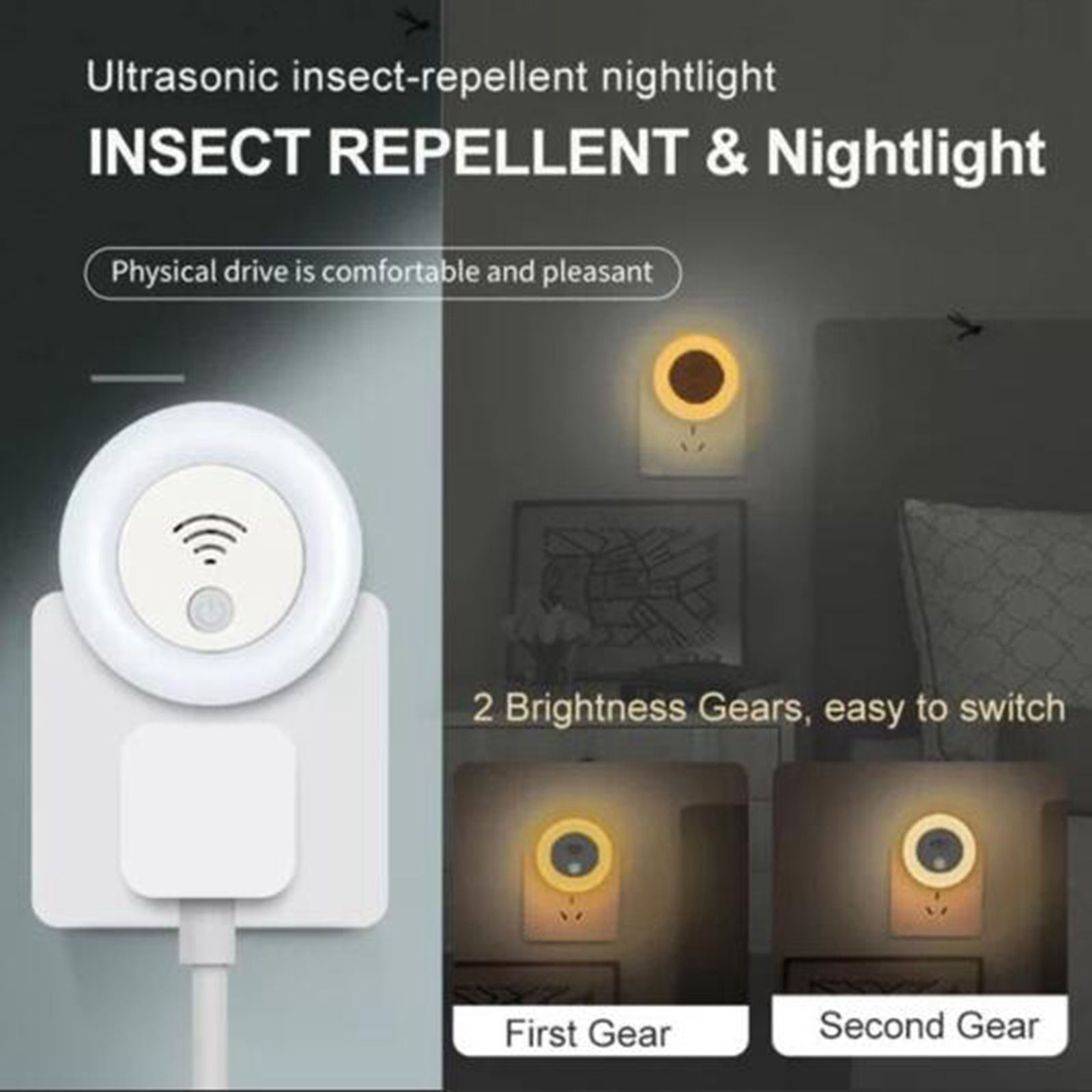 US Plug Mosquito Killer Lamp LED Ultrasonic Light Trap Insect Killer Night Light ABS