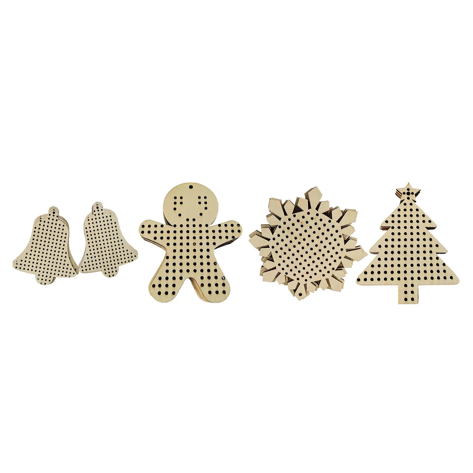 12x Multi-holes Cross Stitch Pendant Blank Christmas Tree People Bells Shapes for Crafts DIY Needlework Supplies