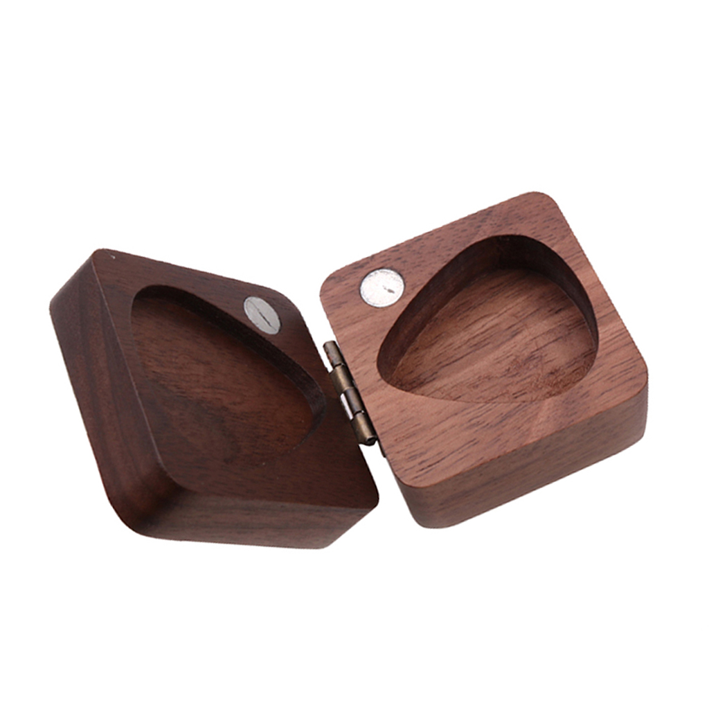 Walnut Guitar Pick Plectrum Box Holder Case for 4pcs Picks Hold Guitar Accessories