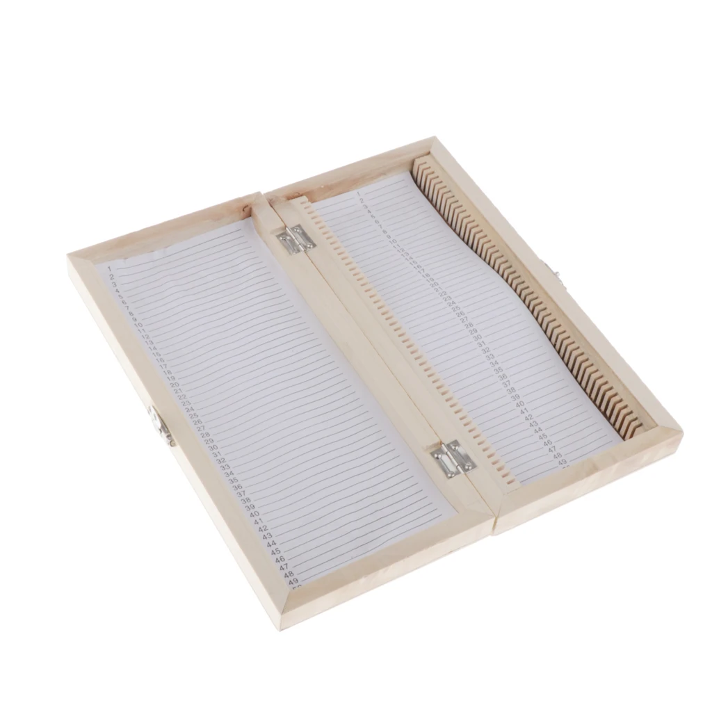 50 Slots Wooden Microscope Glass Slides Case Storage Specimen Holder Box