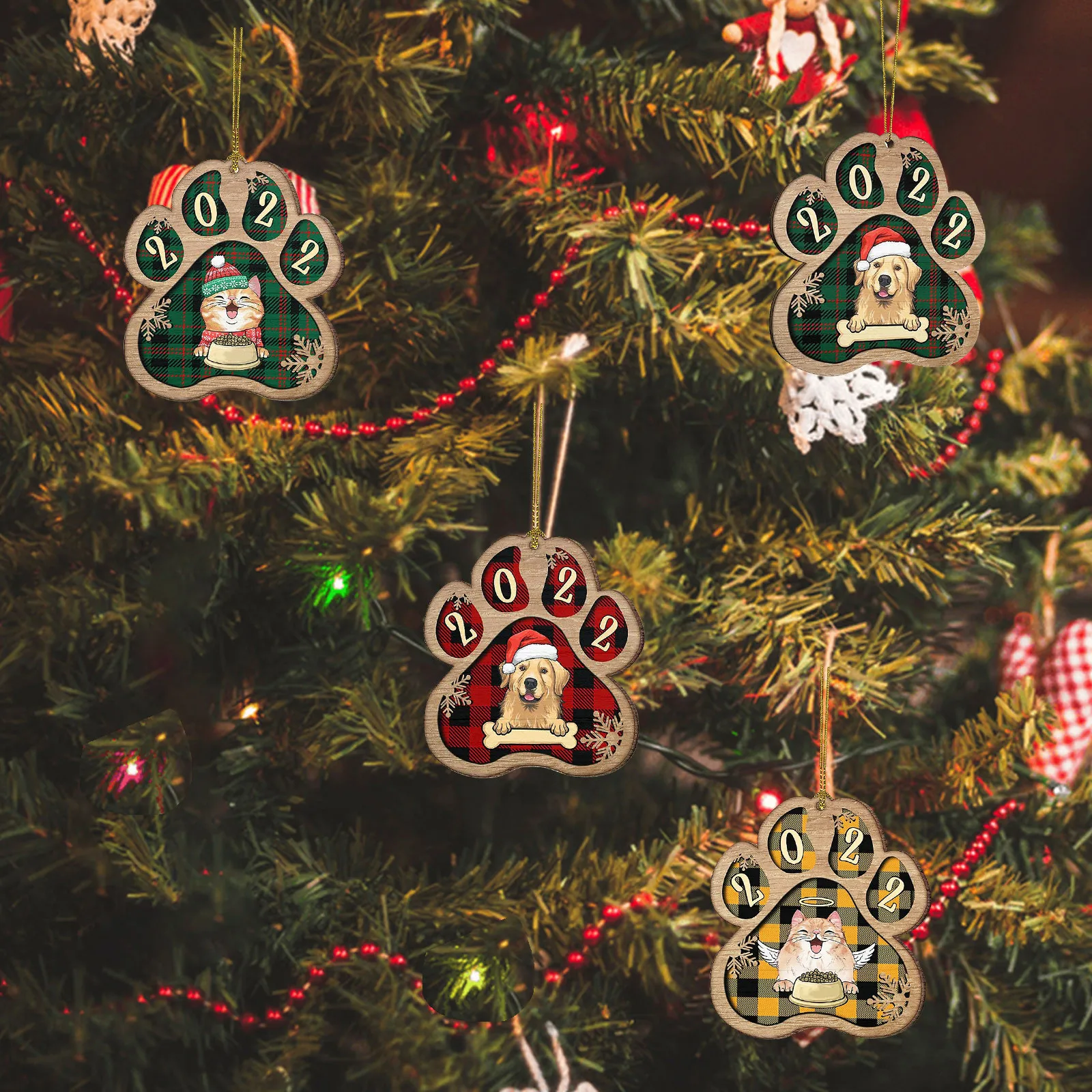 Pata de perro personalizado Navidad Decoración Colgante Adorno 