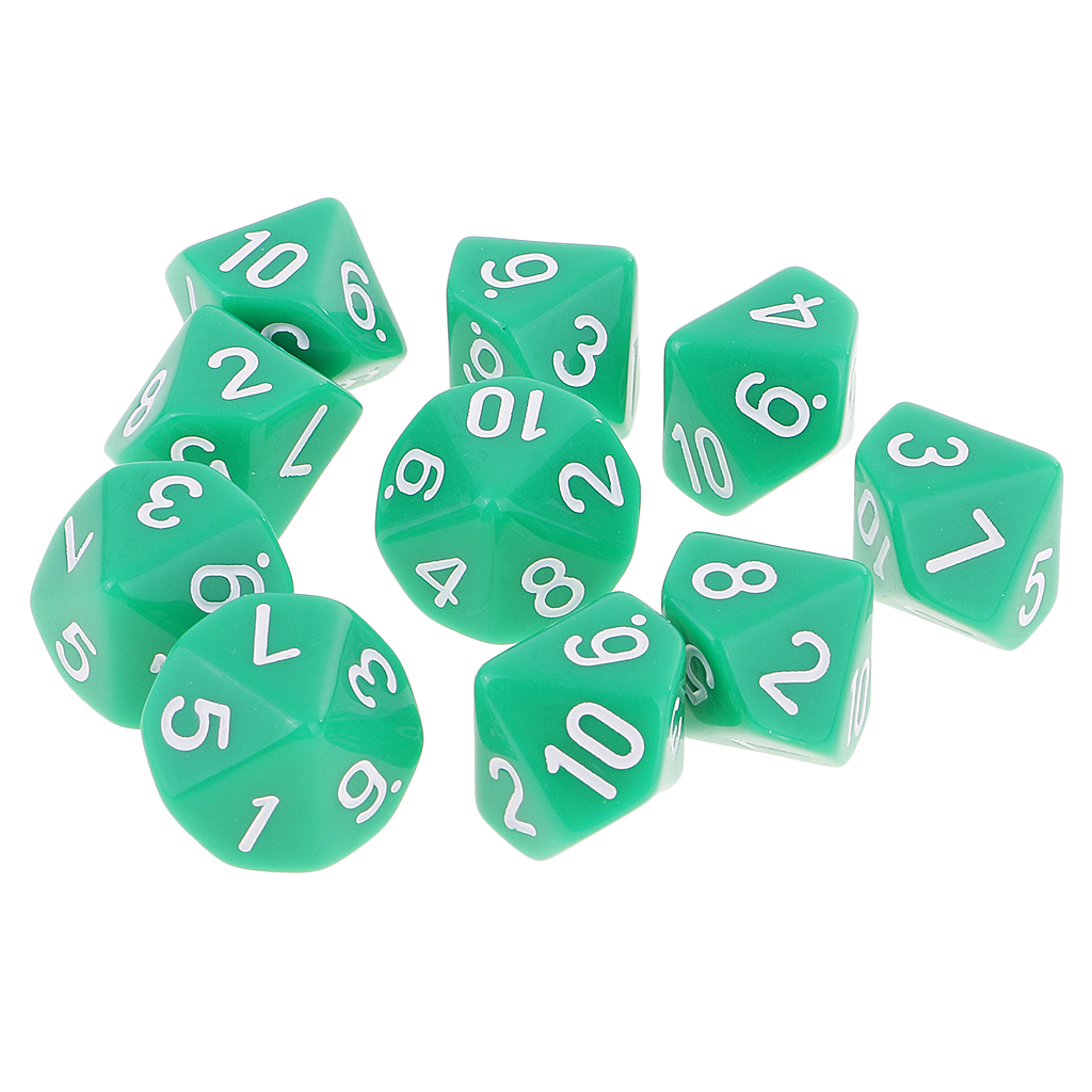 MagiDeal 10pcs 10 Sided Dice D10 Polyhedral Dice for  Games White