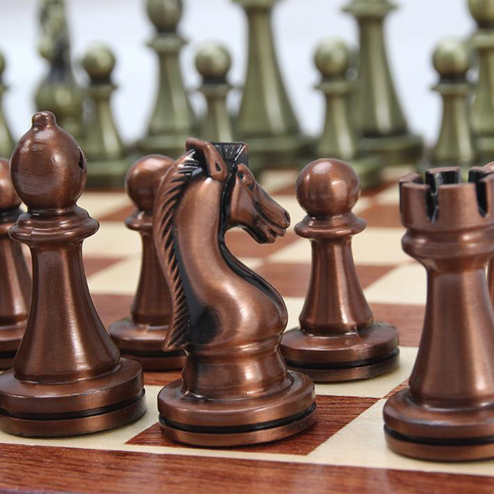 Folding Hand Crafted Metal Chess Set 12