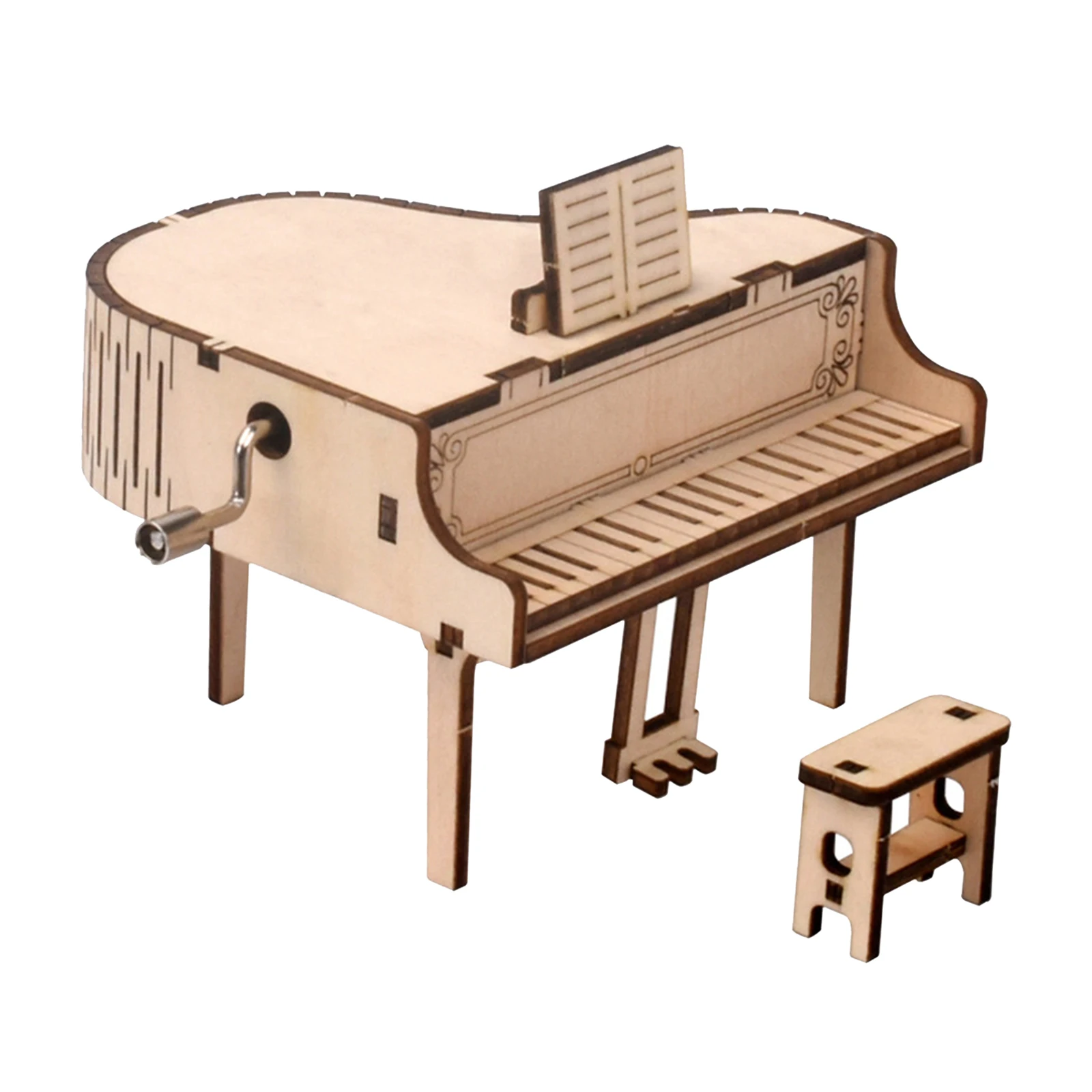 3D Jigsaw Puzzle Wooden Piano Model with Music Box DIY Construction Kit for Kids Adults