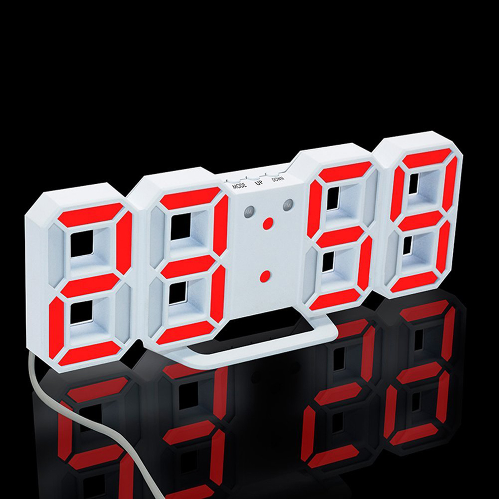 Digital LED Table Wall Clock 24/12-Hour Display USB Alarm Snooze