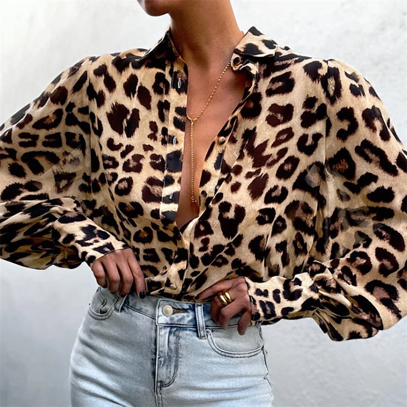 comprida lateral, estampa floral leopardo, tops femininos para outono, moda High Street
