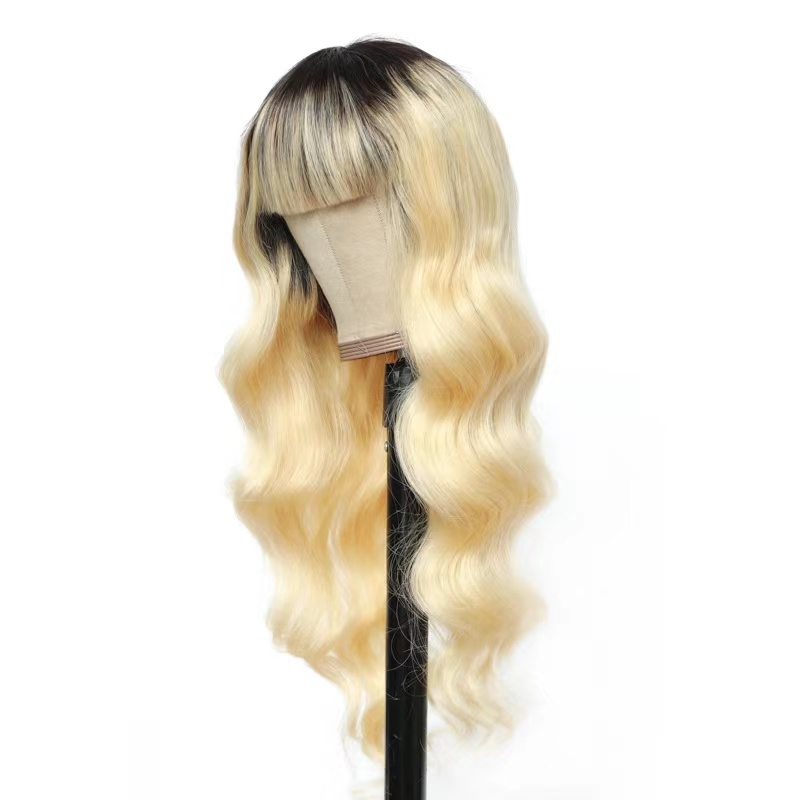 Onda do Corpo Perucas de Cabelo Humano com Franja Perucas para Mulher Loira Ijoy Brasileiro Remy Humano Máquina Cheia Feita 1b 613 5 1b 613 loira onda do corpo perucas