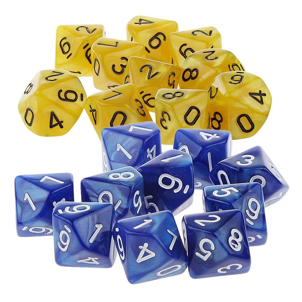 20x 22mm Ten Sided Dice D10 for Playing Dungeons D&D TRPG Roleplay Game Toys Party Gambling Dices Game Digital Dices