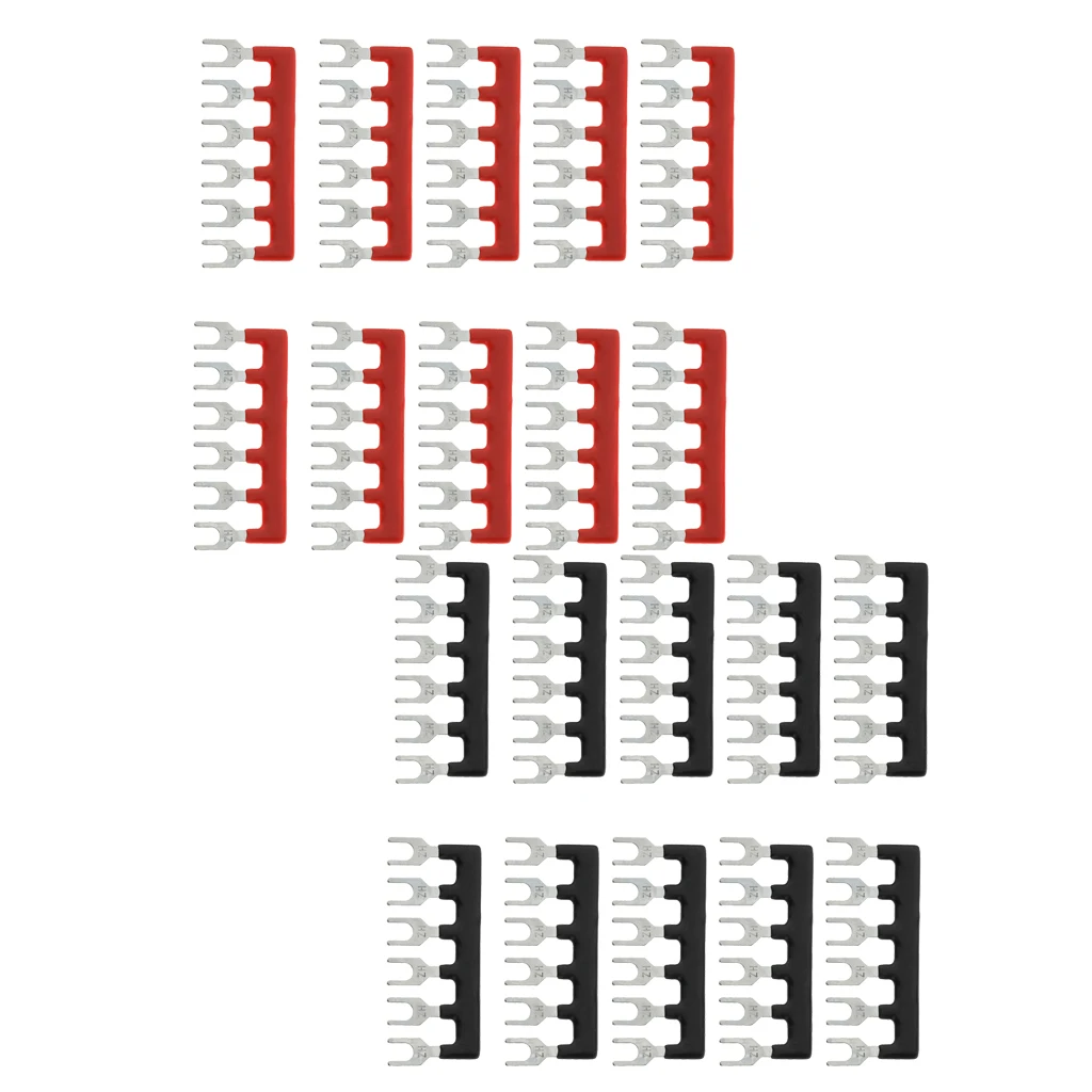 10x Fork Type Pre Insulated Terminal Block Barrier Jumper Strip 6 Positions, Easy to Install