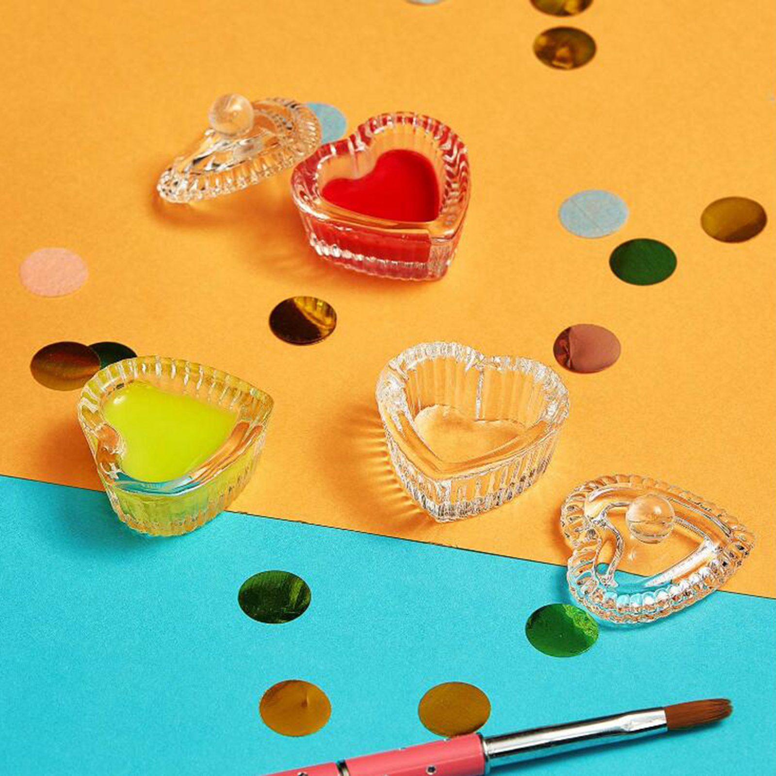 Liquid Powder Dappen Dish Crystal Glassware with Lid for Nail Art Dappen Dish Bowl Glass Crystal Cup Glassware