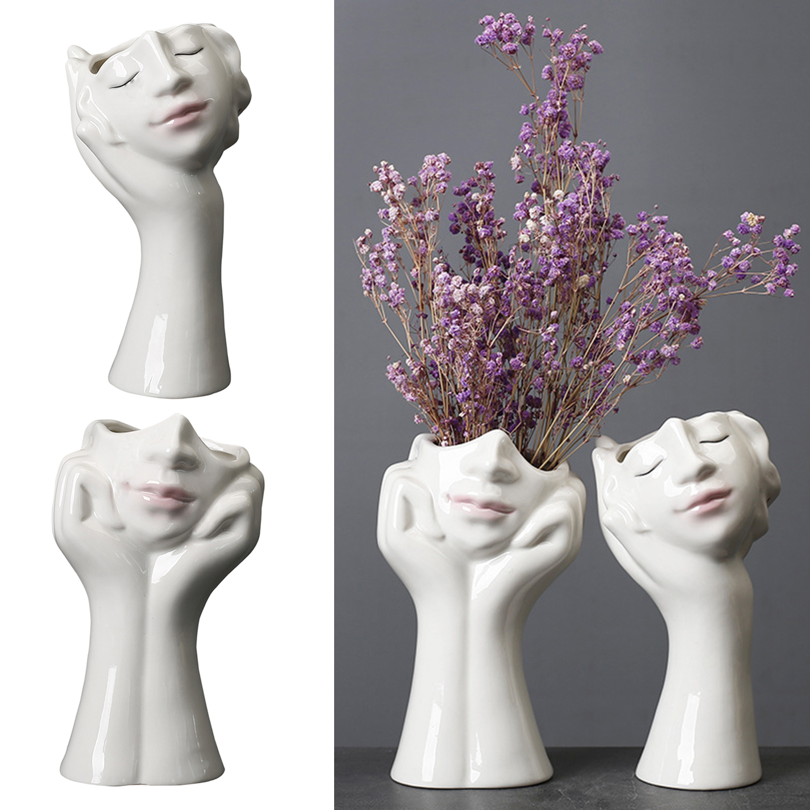 Lady Face Head Planter Vase Flowers Arrangement Vase Flowers Succulent Pots Garden Ornament Portrait Jars