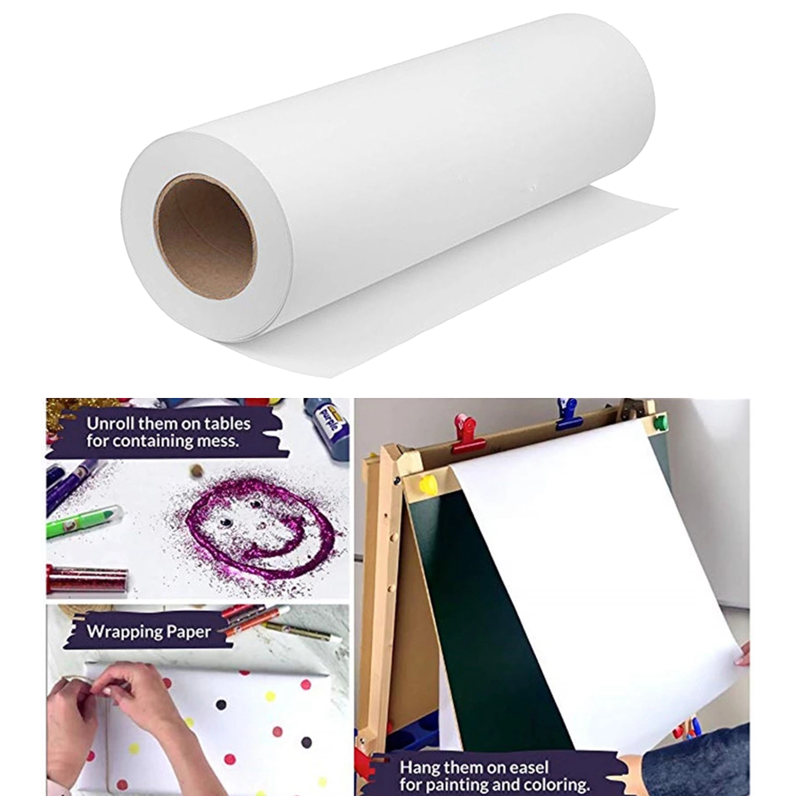 30Meter White Kraft Paper Wide Jumbo Roll for Gift Wrapping, Art &Craft, Postal,