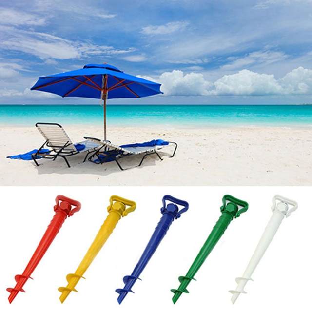 1pc Sun Beach Umbrella Stand Spike Fishing Pole Patio Parasol Ground Anchor  Rain Gear Spikes Plastic Auger Holder