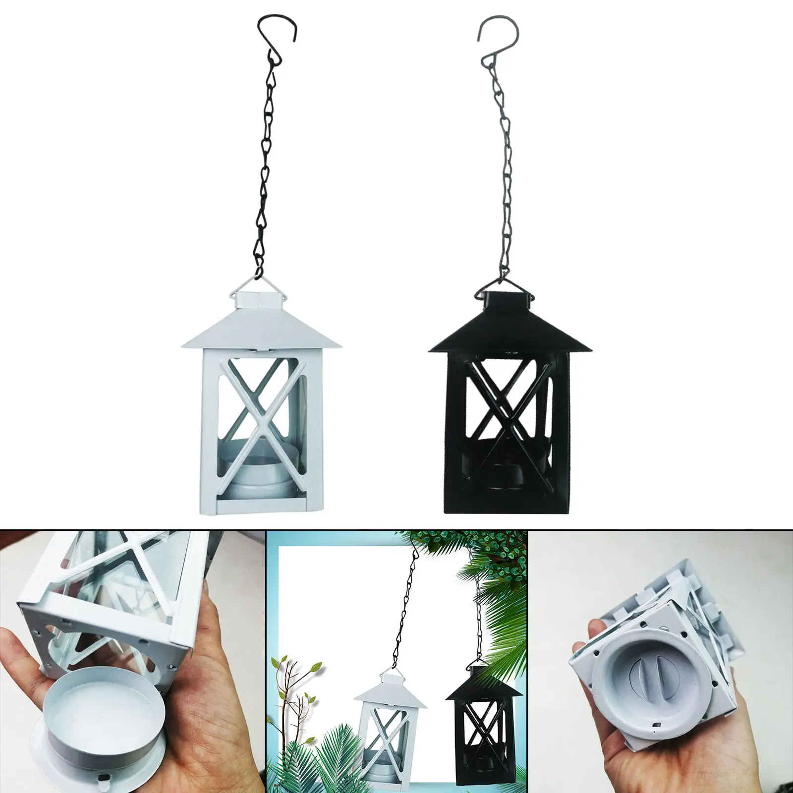 Retro Decorative Candle Lantern Hanging Tea Light Holder Rust-Proof for Votive Candle Indoor Outdoor Wedding Events Holiday