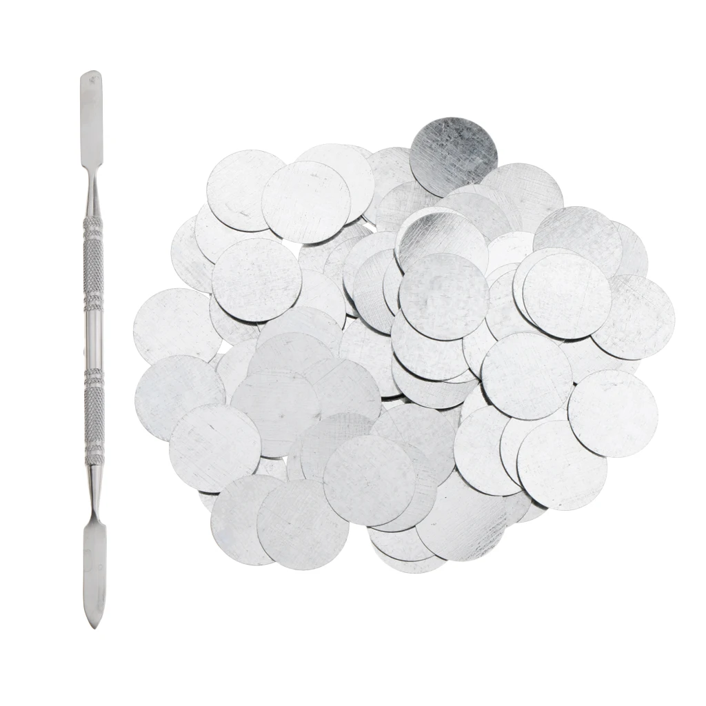 100 Pack Round Metal Stickers for Non-Magnetic Makeup Eyeshadow Lip Gloss Pans