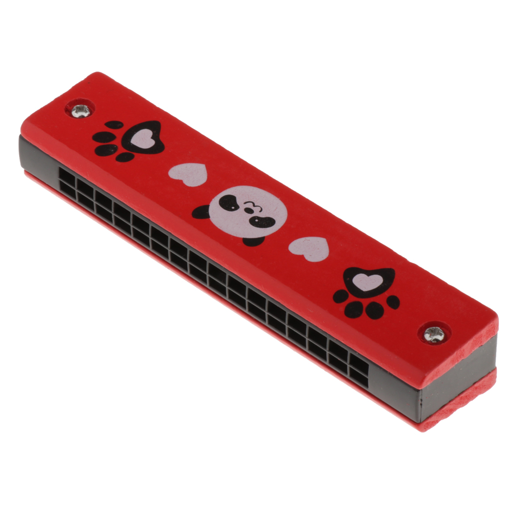 Children Wooden Painted Harmonicas Double-row 16-hole Mini Baby Toy Panda