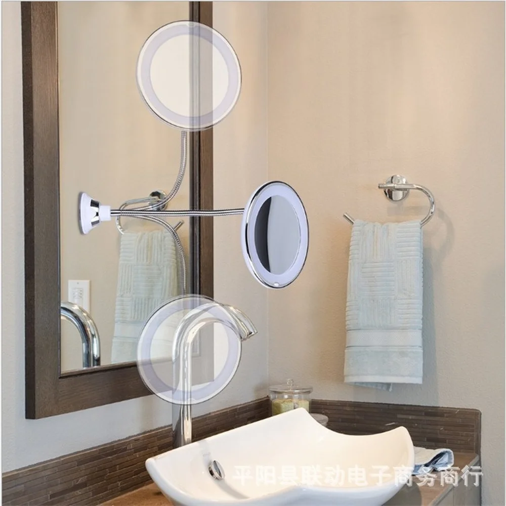 espelho de ampliação, Vanity Mirror, espelho cosmético com luz LED, 10X