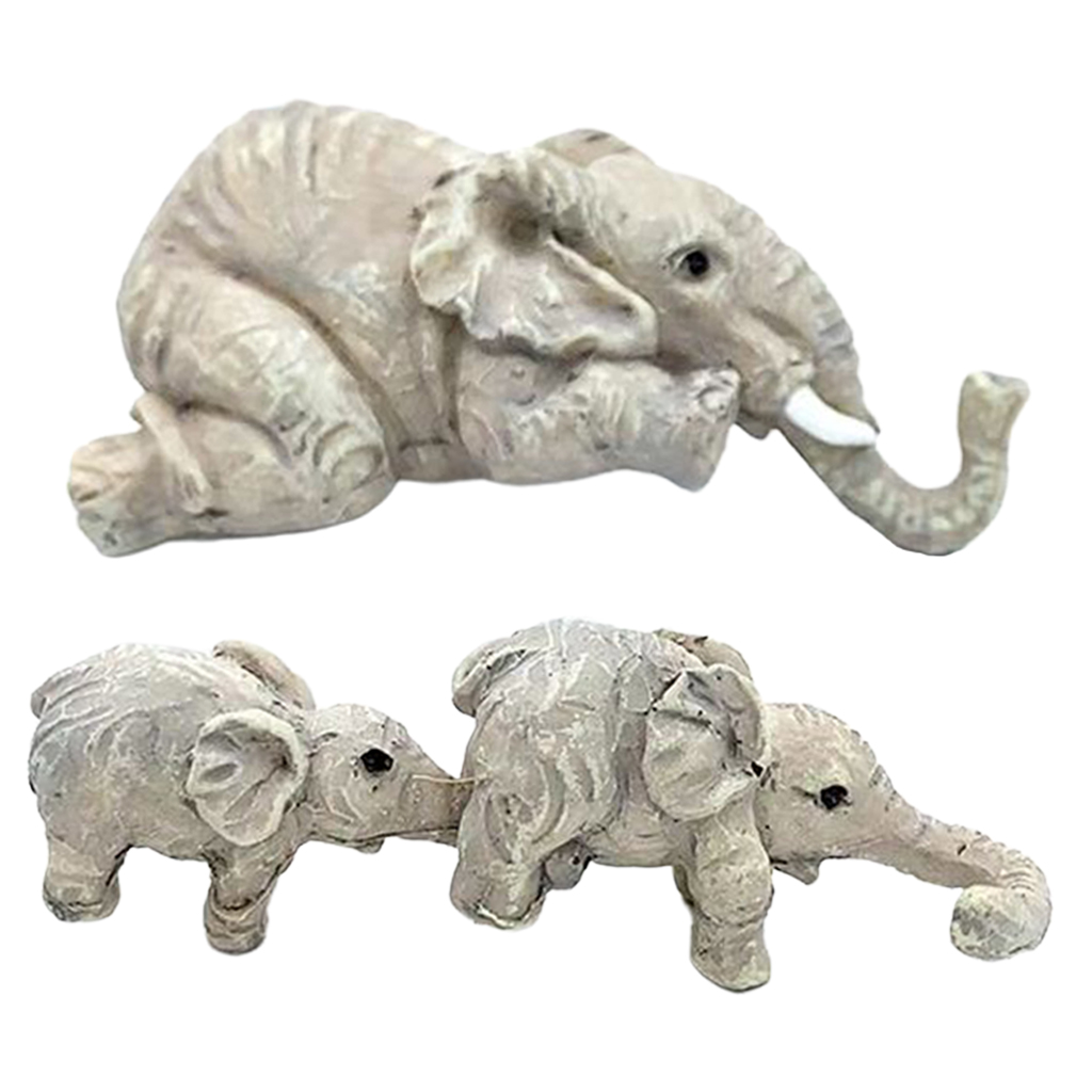 Elephant Figurines Resin Statue Sculpture Shelf Decoration Collectibles