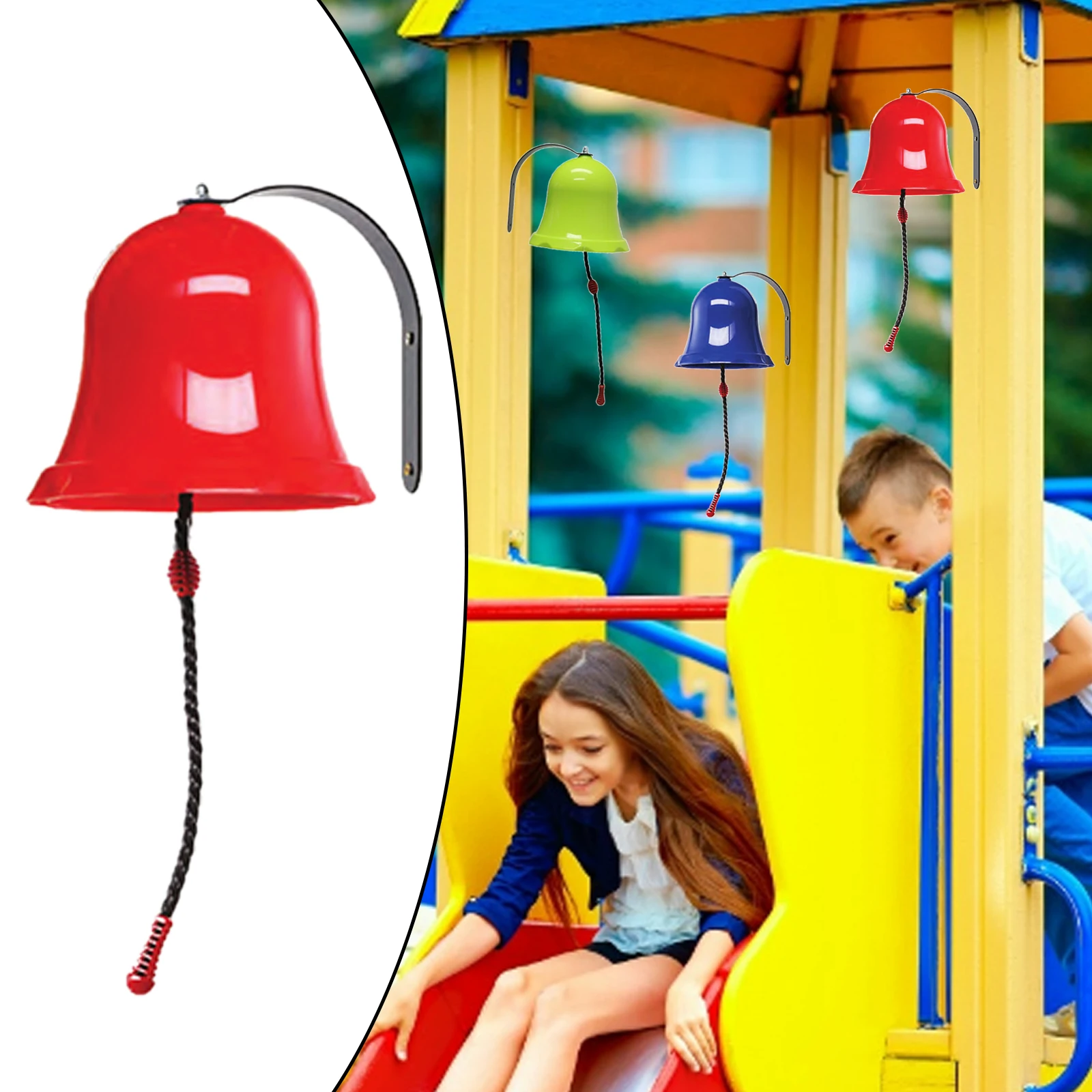 Educational Toys Bell Playground Hanging Bell Swing Set Accessory Plastic for Outdoor Wooden Swing Set Ages 3+