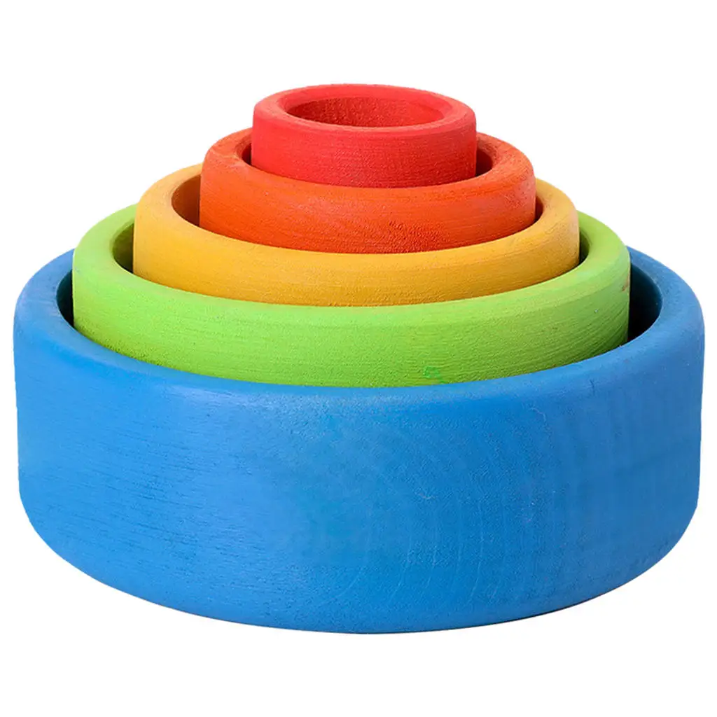 Rainbow Stacked Cup Building Blocks Sturdy Colorful Educational Toys for Early Education Developing Problem Solving Ability