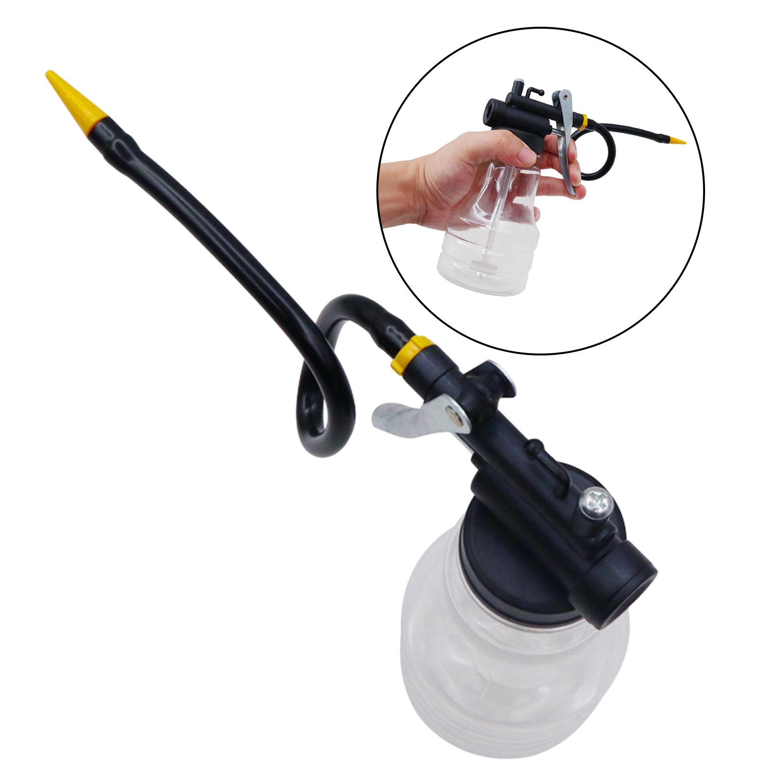 Oil Can Oiler Plastic High Pressure Pump Oiler Mini Hose Oil Injector Can with