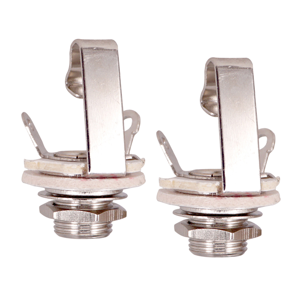 6.35mm Jack Output Socket Plug Mono for Electric Guitar Bass Accs Set of 2