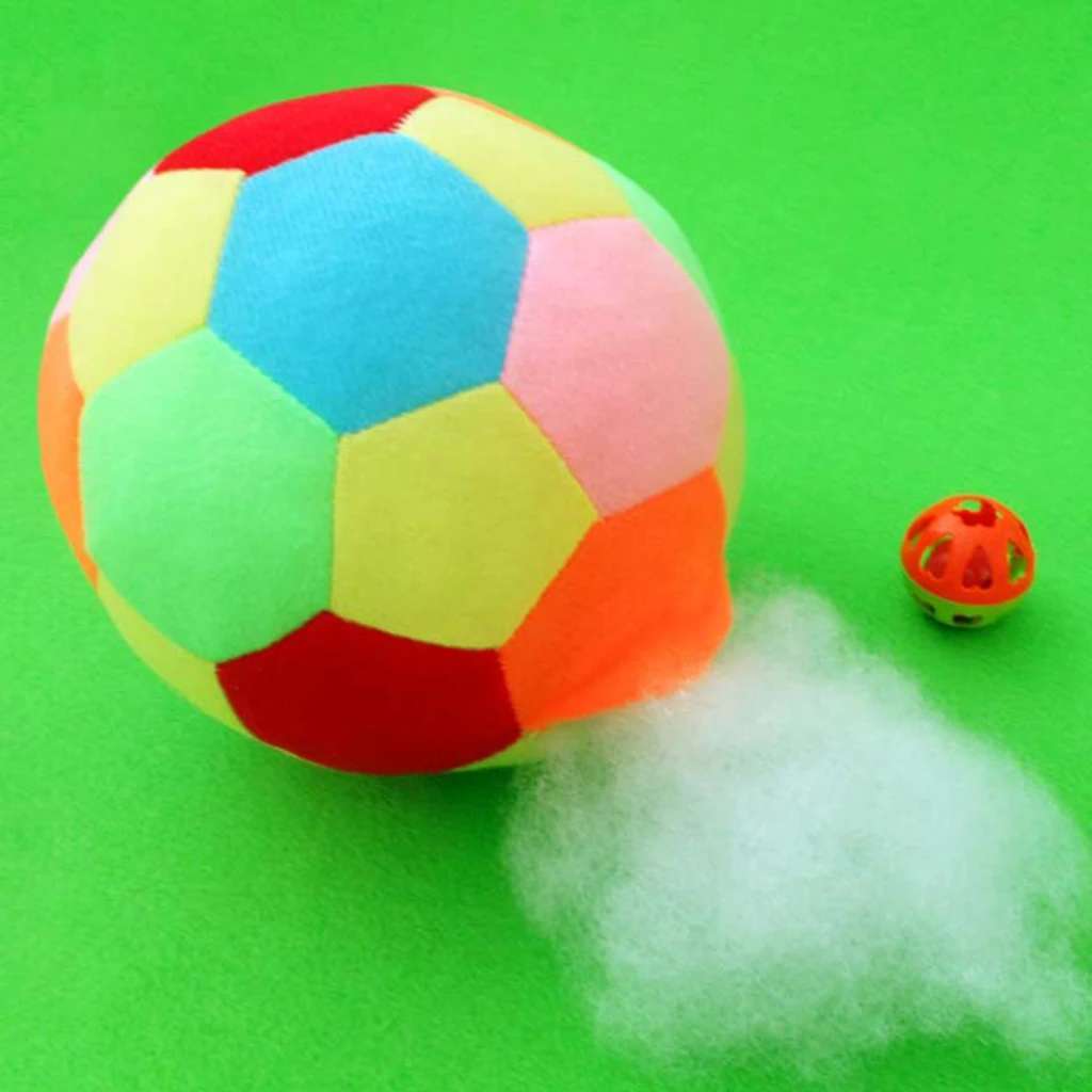 Soft Plush Stuffed Rainbow Football with Gentle Rattle - Cotton-filled Soccer Ball for Baby Kid Indoor Outdoor Toys