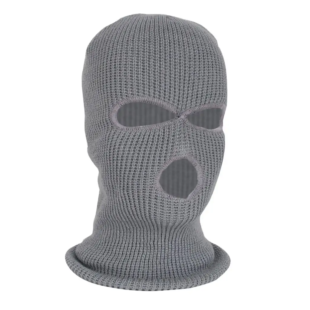 Winter Knit Ski  3-Hole Balaclava Knit Knitted Full Face Ski Cover  Beanie Hat Adults Warm Outdoor Face Cover Sports