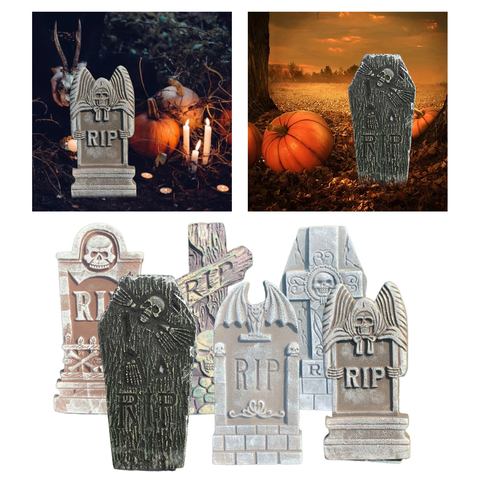 6pcs Graveyard Headstone Decorations Different Styles