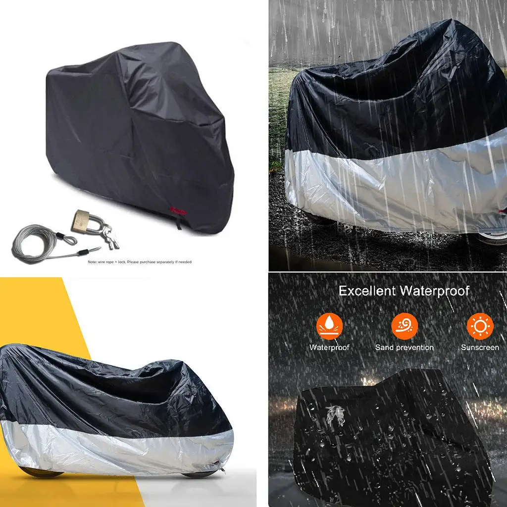 Universal Motorcycle Cover Motorbike Protector All-weather w/ Lock Hole XXL