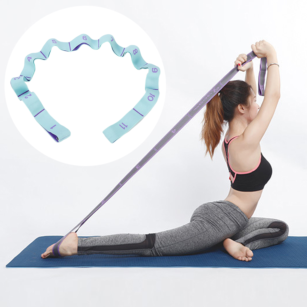 Yoga Pull Strap Fitness Stretching Band Resistance Loop Pink_8 Loops