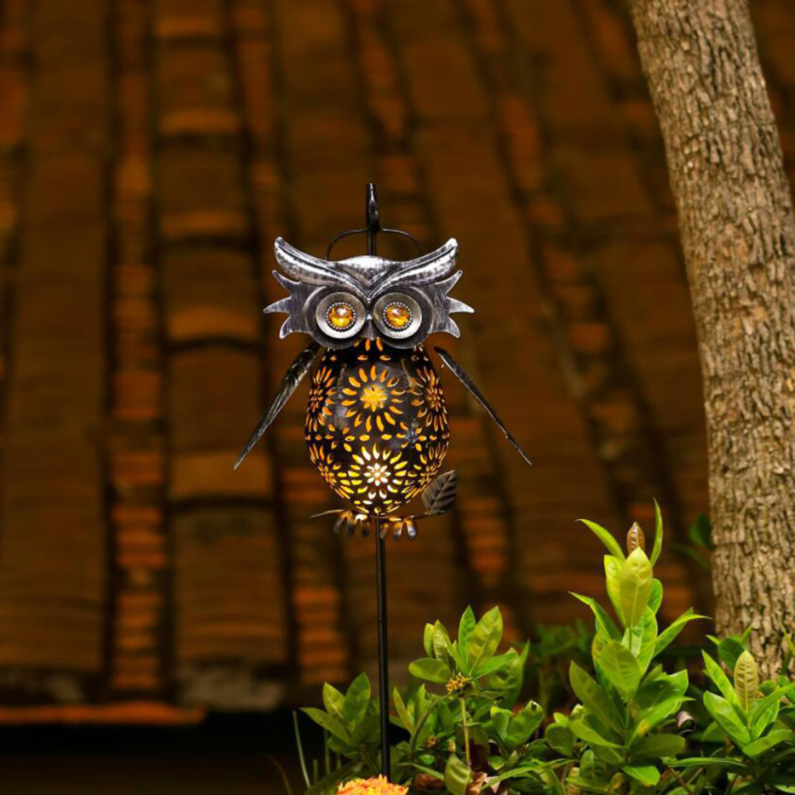 Adorable Solar Owl Lantern Light Metal Decor Art IP65 Garden Landscape Light Lawn Courtyard