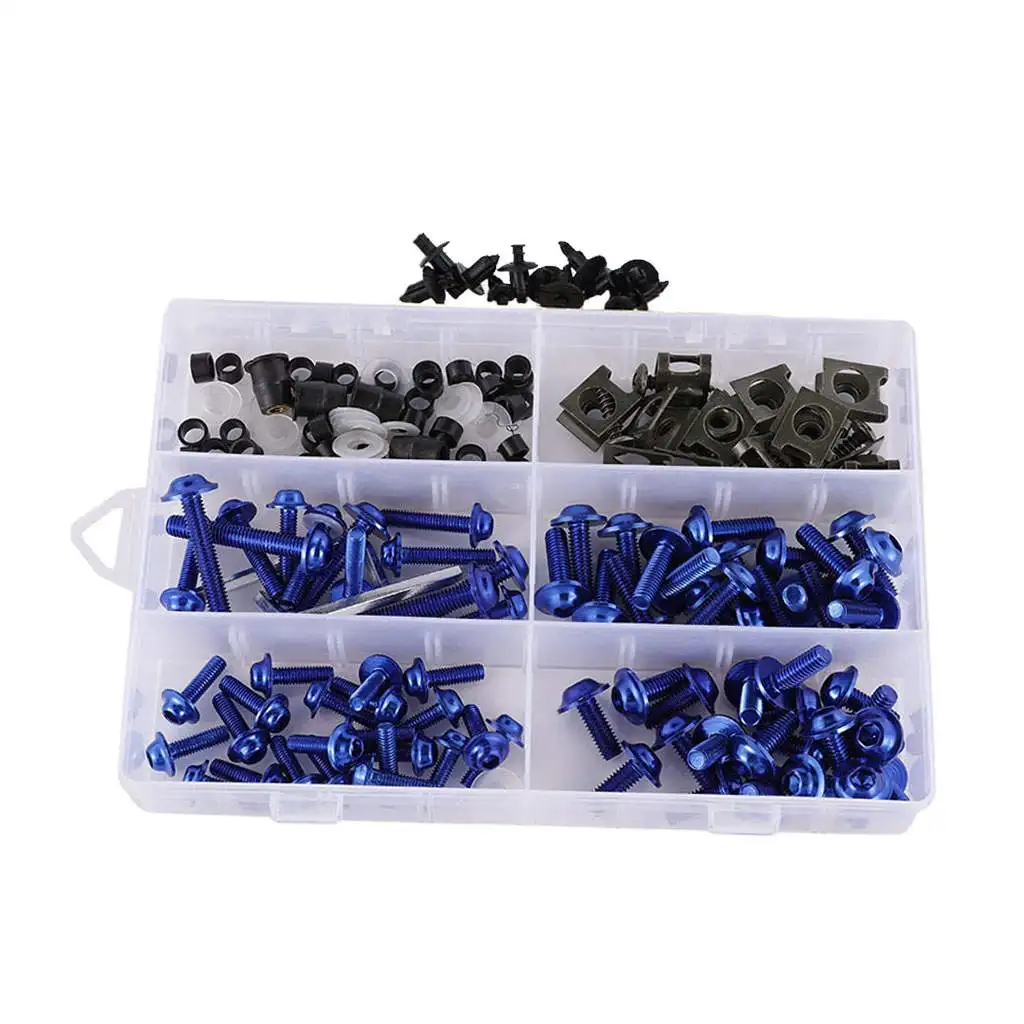 173Pcs Motorcycle Fairing Bolt Kit Nut Clips Kit for Suzuki Washers for Most Sports Motorcycles Mounting Kits Spanners