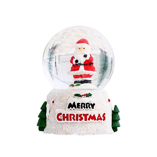 Napco 52811 Light-Up Ice Cube Shaped Snowman with Ear Muffs Red, White 7.25  x 7 Inches Plastic Holiday Water Glitter Globe