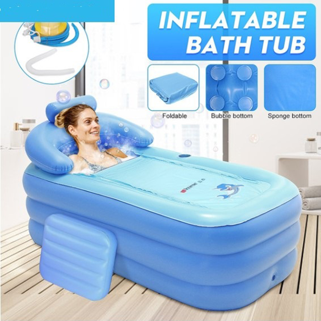 Durable PVC Inflatable Bathtub 160x84x64cm  Bath Tub Armrest Hot Tub