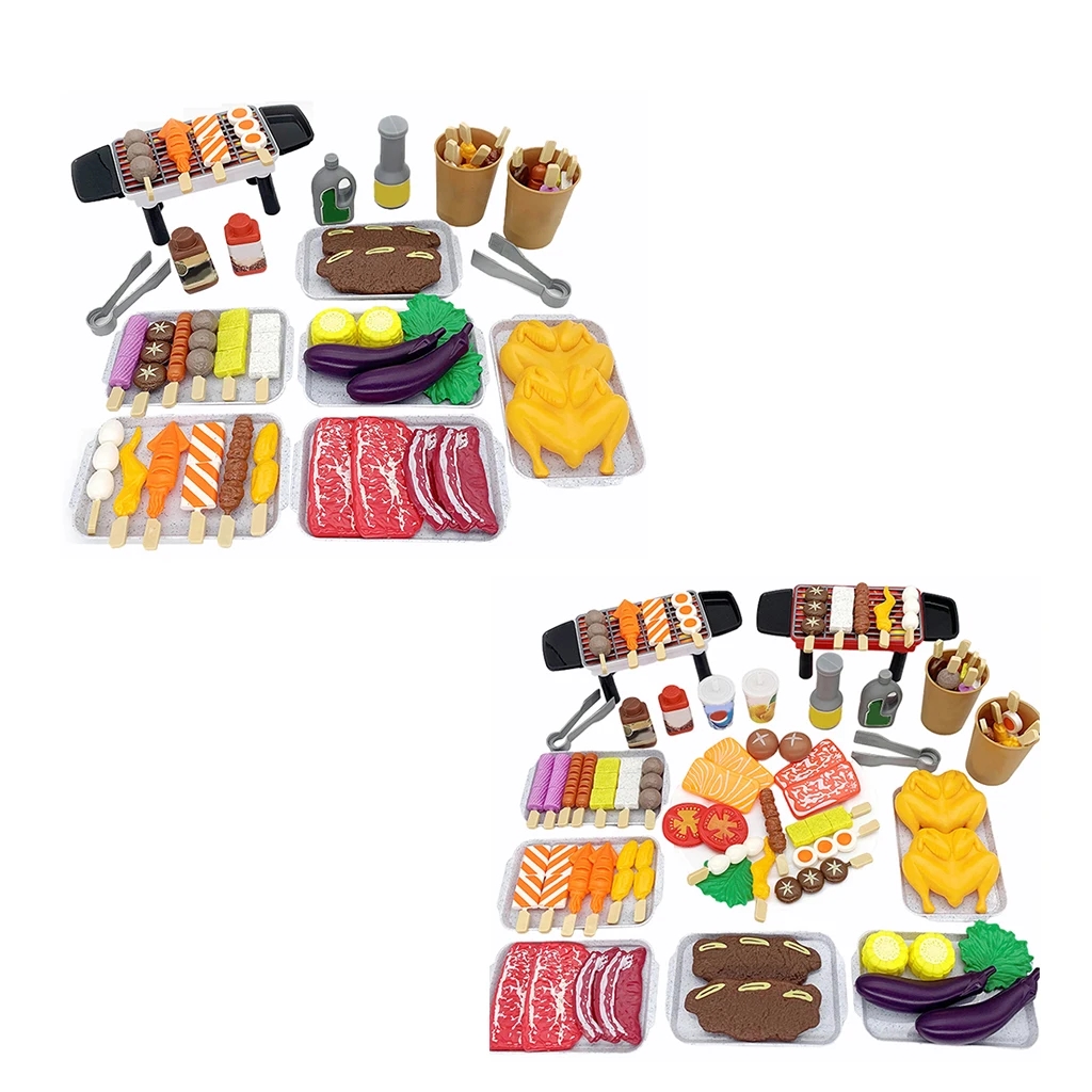 Backyard Picnic Kitchen BBQ Playset Pretend Play Food Toy Grill Barbeque Cooking Tools Role Gifts