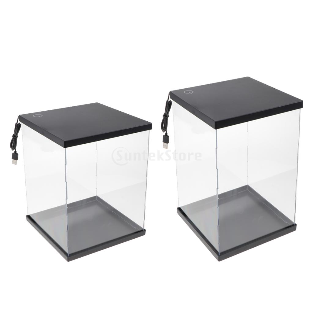 Clear Plastic Display box w/LED Lighting for MG RG BB figure model Dustproof