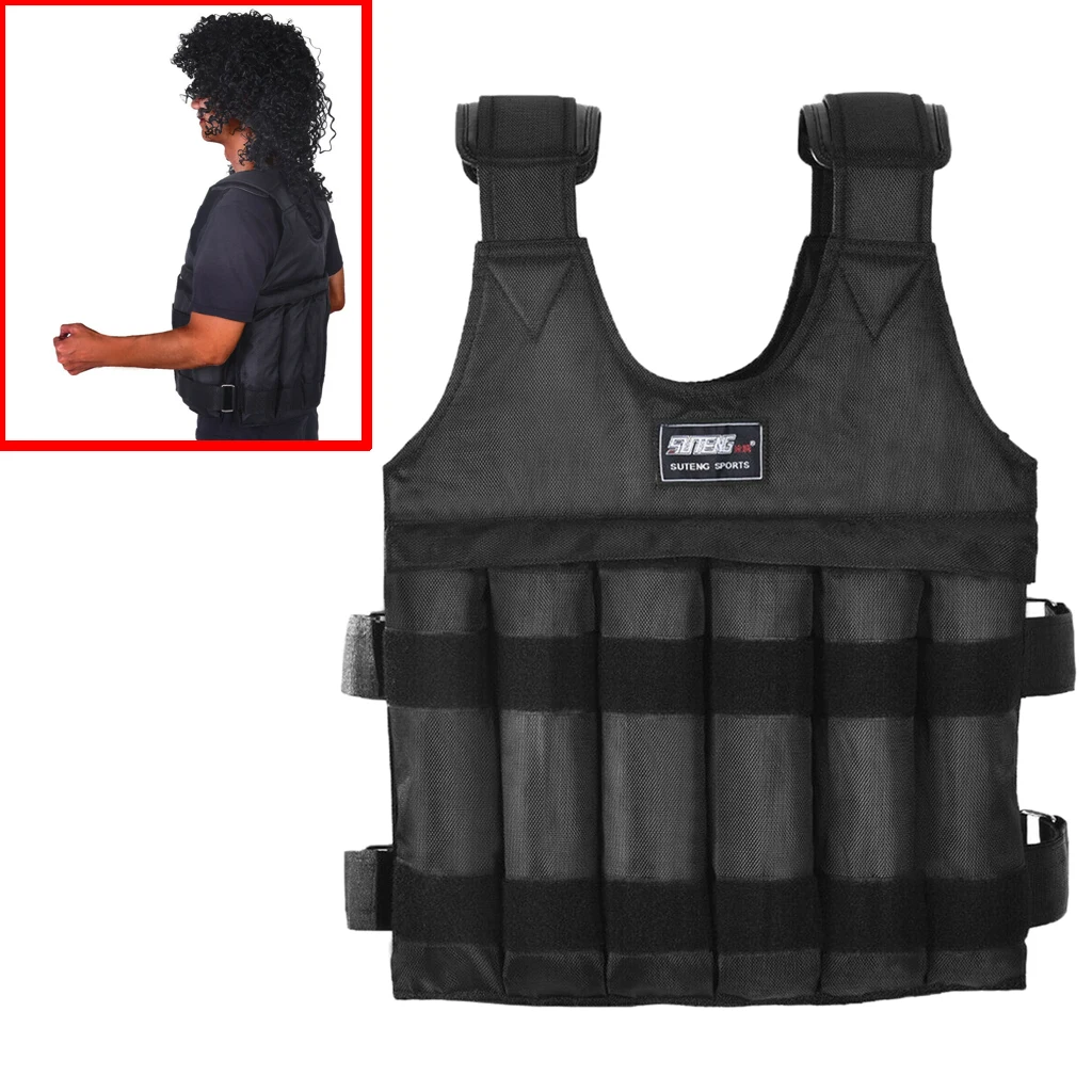 50kg/110lb Loading Weighted Vest For Boxing Training Workout Fitness Equipment Adjustable Waistcoat Jacket Sand Clothing