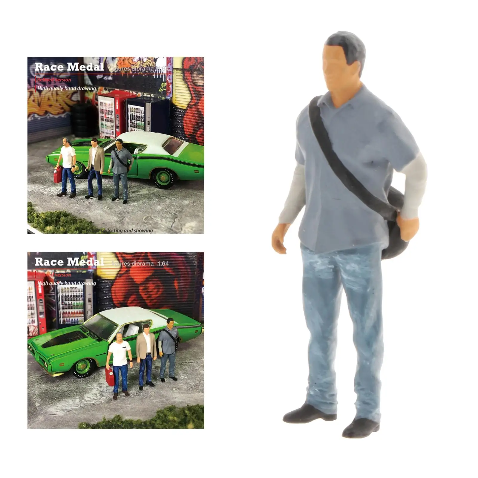 Tiny Character Diorama Hand Painted Figure People Cool Man Road Park Layout for  Desktop Decoration