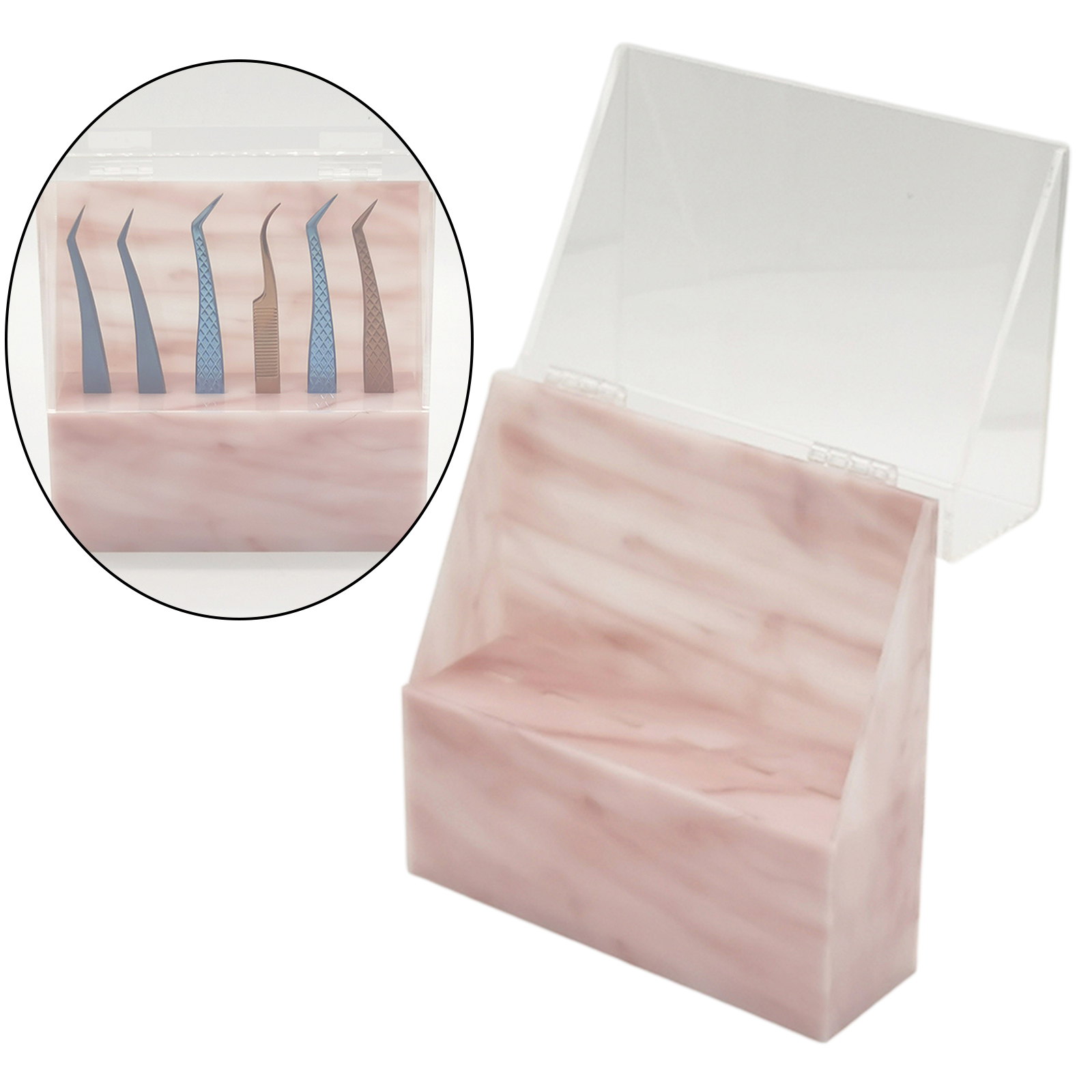 Eyelash Extension Tweezers Stands Eyelash Display Shelf Holder Dustproof Acrylic Clear Tweezers Display Stand With Cover