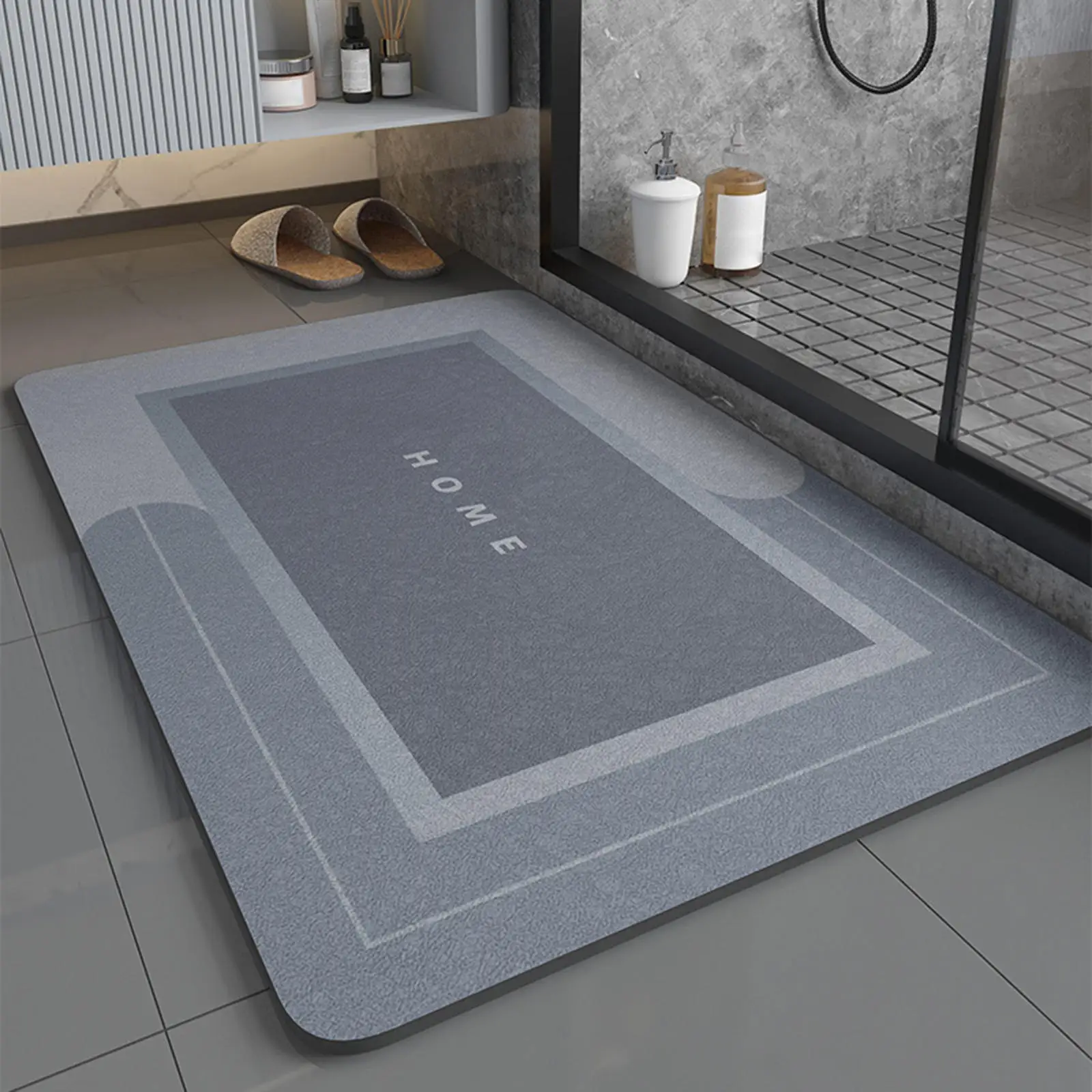 Bath Mat Oilproof Washable Super Cozy Rubber Backing Super Absorbent Bathroom Carpet for Toilet