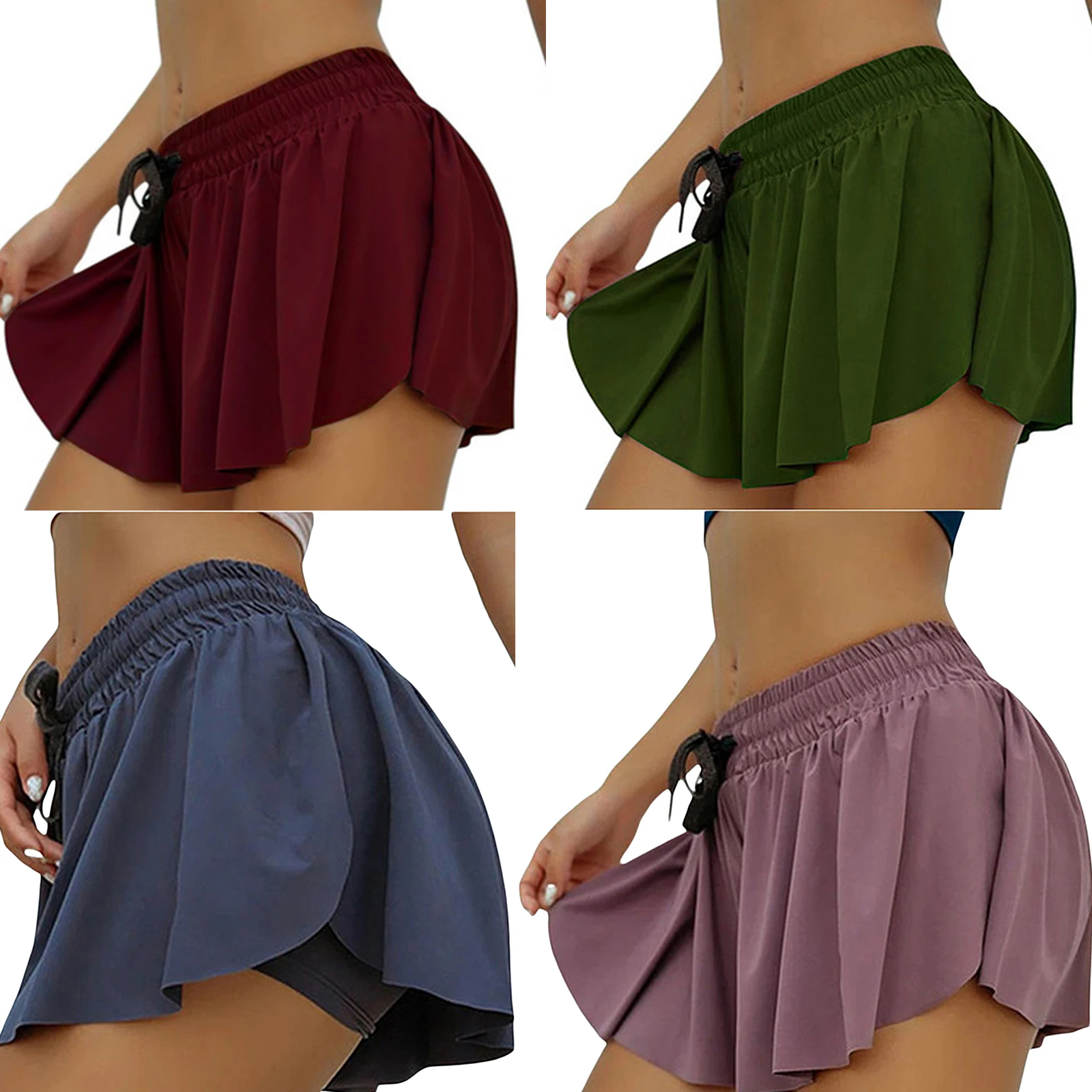 plus size womens clothing Women Simple Style Sports Skort, Female Solid Color Casual Elastic High Waist Oversize Skirt with Built-in Slip Shorts, S-XXXXXL adidas shorts