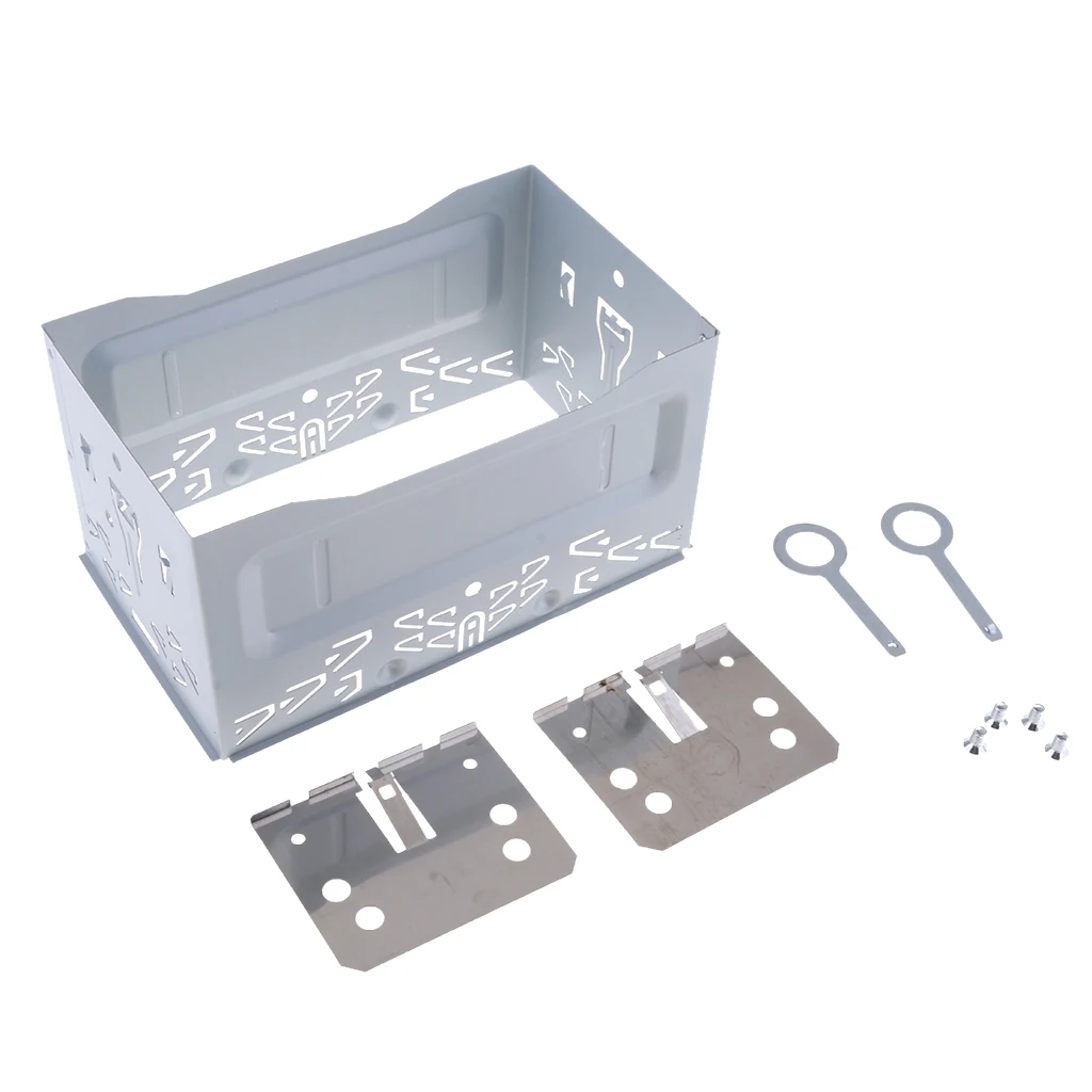 Car Stereo Audio Refitting Kits, ISO, 2DIN Installation, Metal Cage, With Brackets/Screws/Keys, 