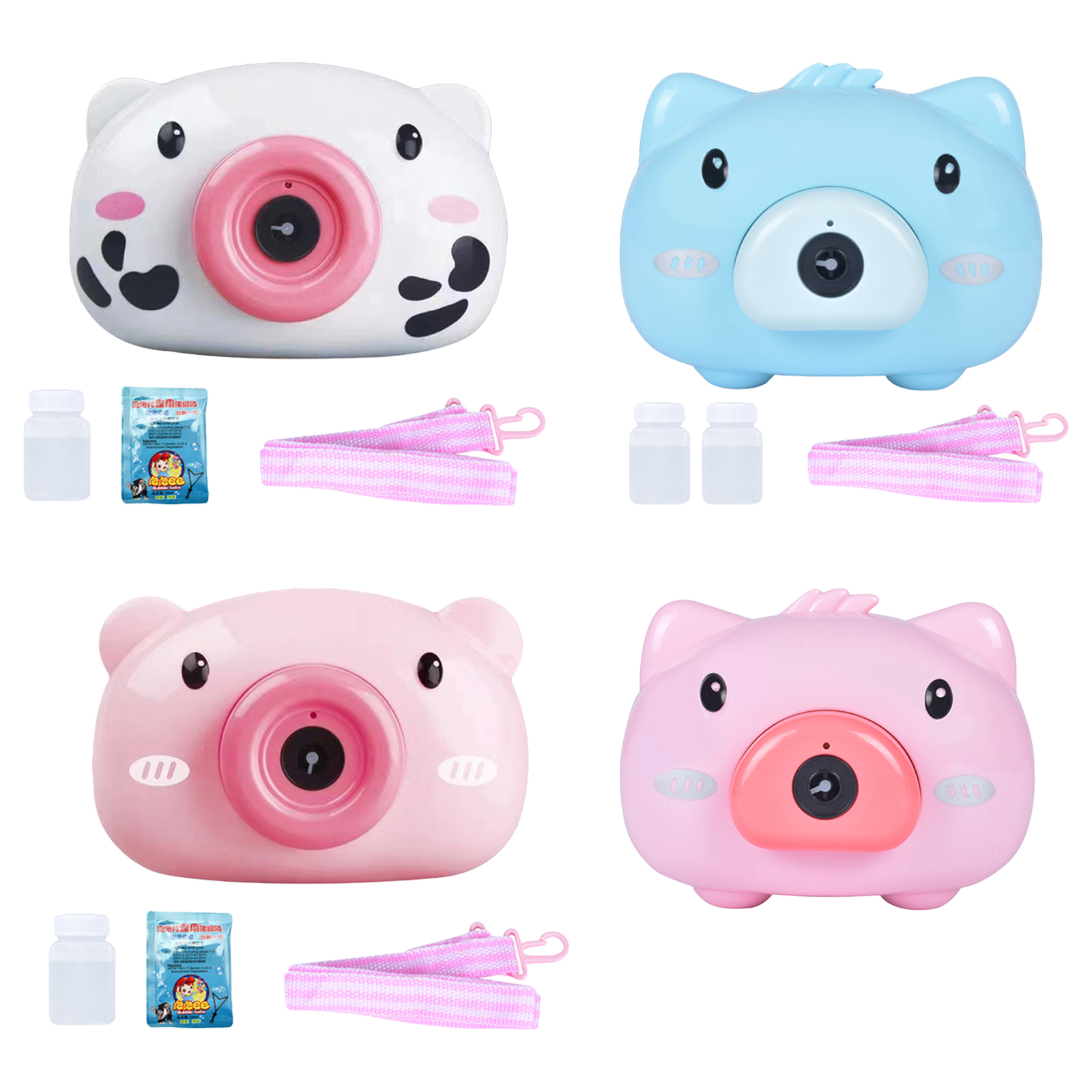 Automatic Cartoon Pig Animal Soap Children Bubble Maker Camera Bath Wrap Machine Toys With Music Light Bubble Gifts For Kids