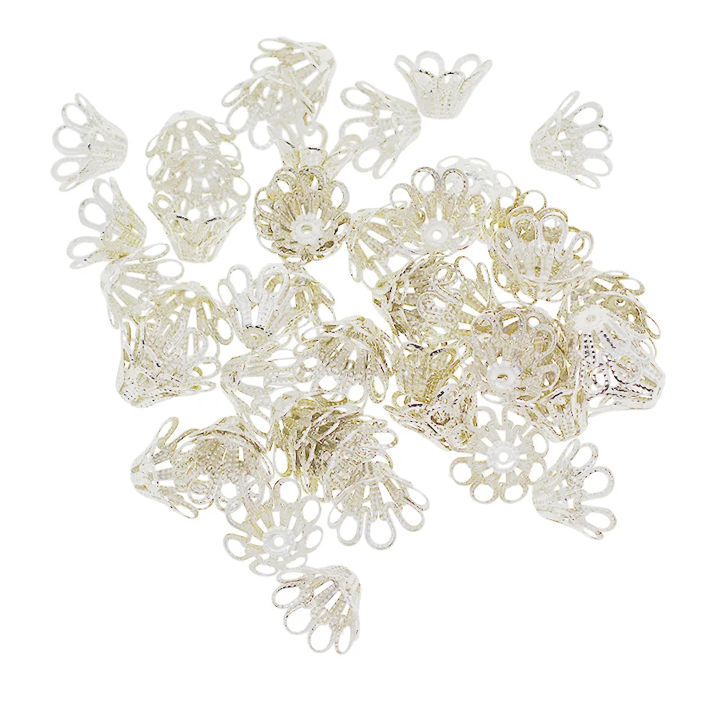 100pcs Metal  Flower Bead Caps 12x7mm DIY Necklace Earrings Tassel