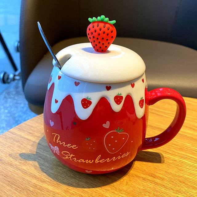 Kawaii Strawberry Ceramic Mug Set Japanese And Korean Style, High Value  Breakfast And Office Miniature Cups And Saucers Cup From Xiaodanta, $28.35