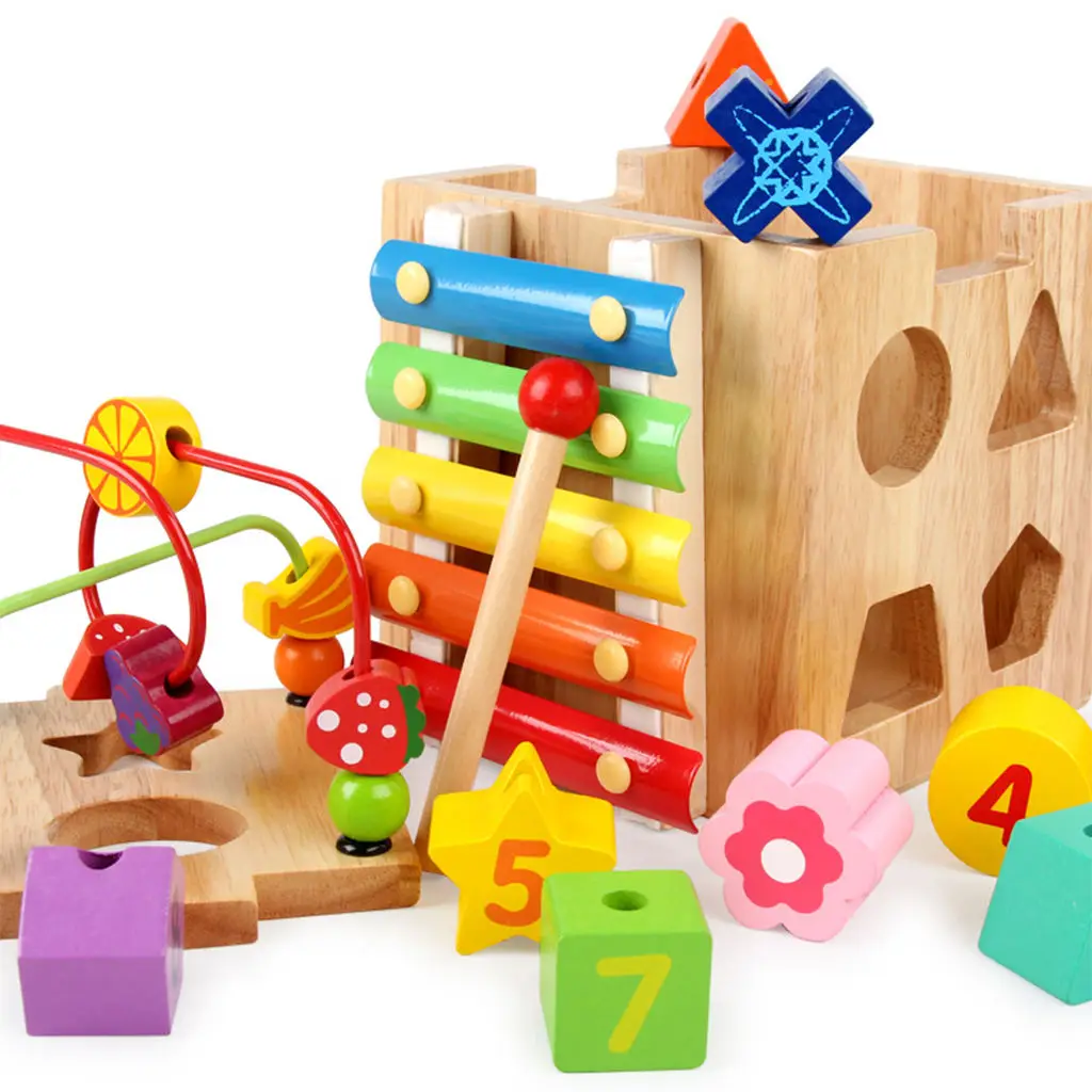 Abaco-shaped Multi-purpose Cubes That Counts Montessori Beads Maze of Removable Beads for Preschool Children Gift 1 2